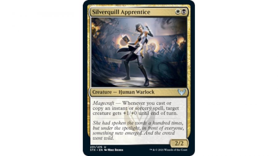 MTG card photo showing Silverquill apprentice
