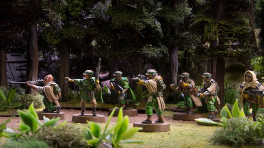 Miniature soldiers from Star Wars Legion expansions pack Rebel Commandos