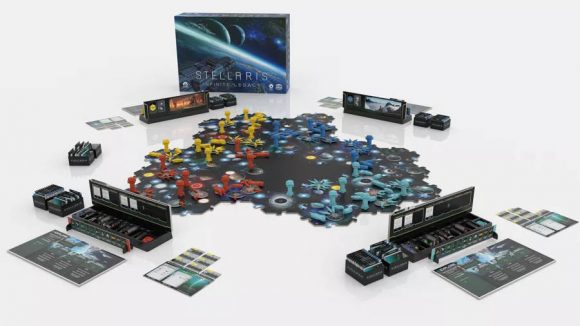 Box, board, and cards from Stellaris: Infinite Legacy board game