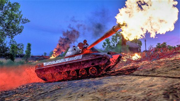 World of Tanks Console edition new Flashpoint season screenshot showing the Polish CS 63 tank firing