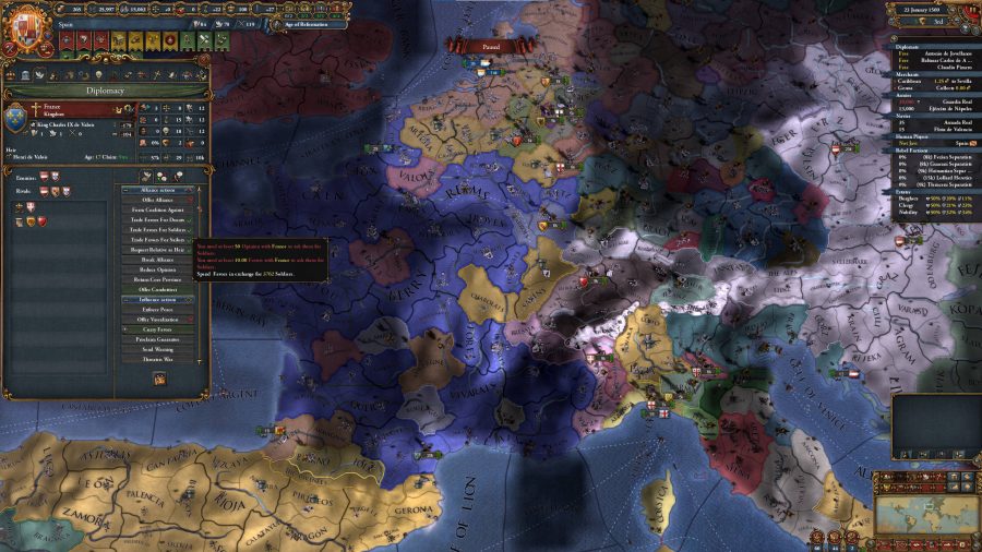 The new 'Trade Favours' features in Europa Universalis 4 shown in a pop-up panel