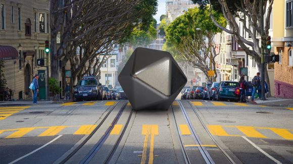 Photo of the mysterious 'dice' object spotted on Hyde Street, San Francisco