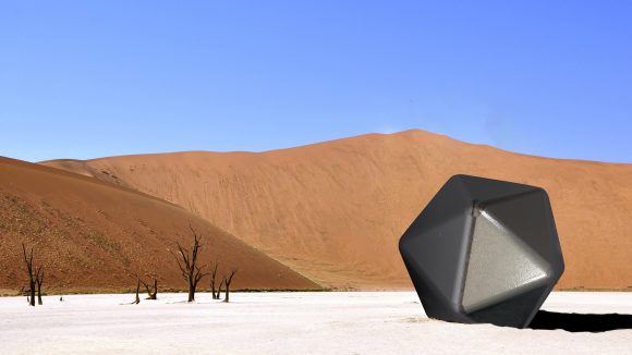 Photo of the mysterious 'dice' object discovered in the Namibian desert