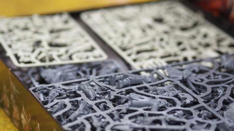 Photo of the sprues from Warhammer Quest Cursed City from a side angle