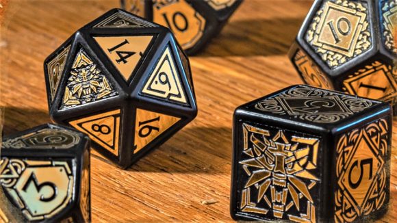 Photo of the plastic and composite Witcher dice from Q workshop