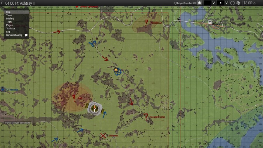 Screenshot from Arma 3 Creator DLC SOG Prairie Fire showing the strategy map for a multiplayer operation