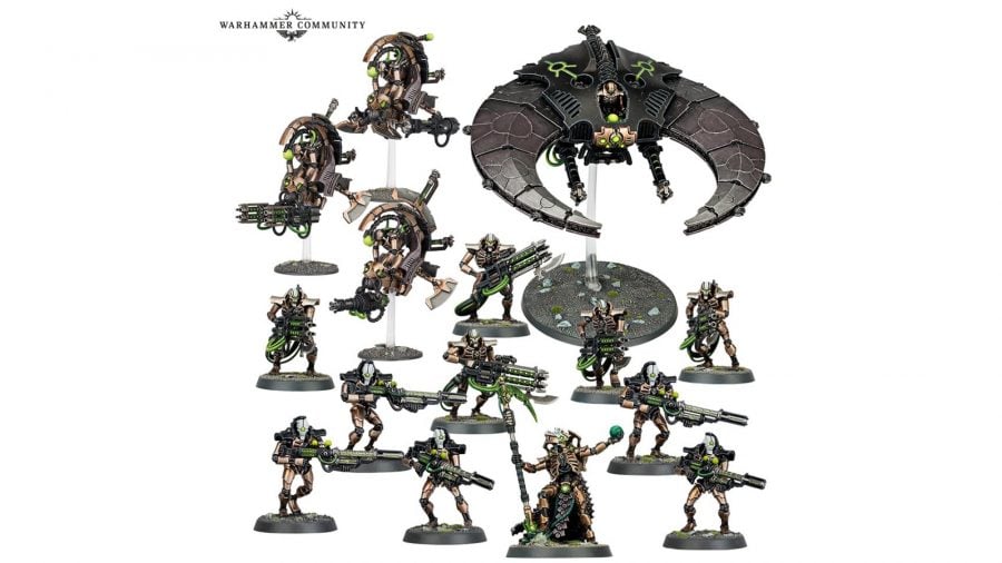Warhammer Community photo of the models in the new Necrons combat patrol box