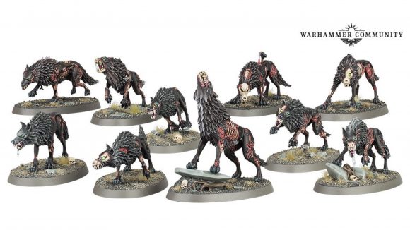Photo of the new Soulblight Gravelords Dire Wolves miniatures for Warhammer Age of Sigmar
