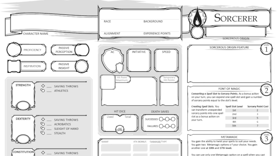 D D Character Sheets Online Fillable And Dyslexic Friendly 5e Character Sheets Wargamer