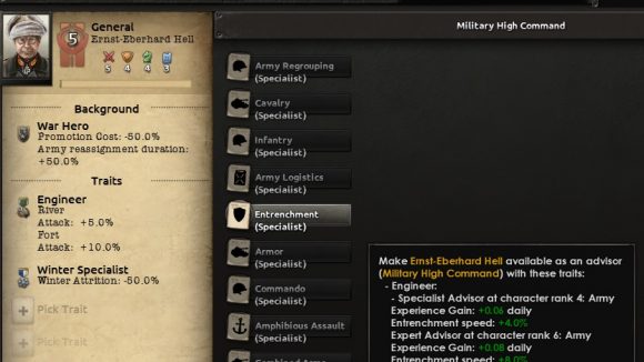 Hearts of Iron 4 No Step Back DLC screenshot showing a general being promoted to adviser