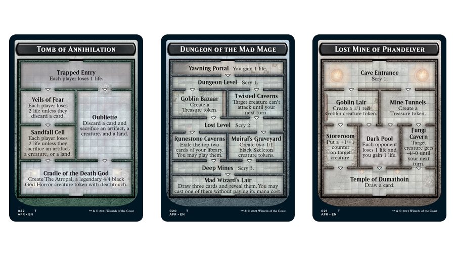 Magic: The Gathering Adventures in the Forgotten Realms three Dungeon cards