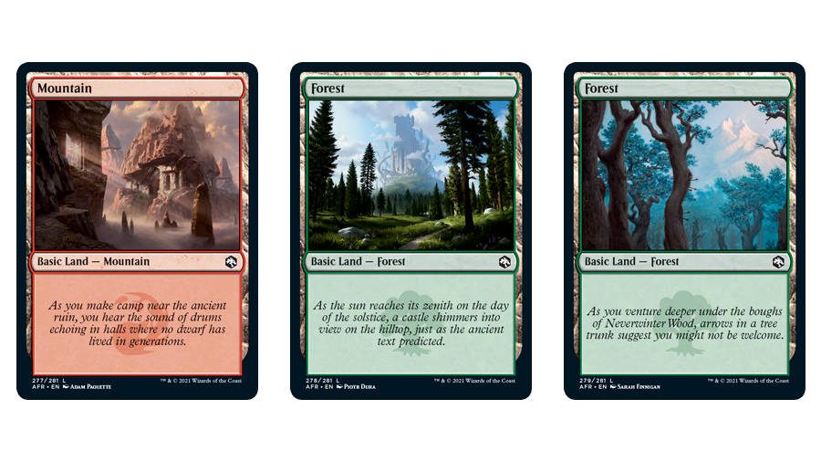 Magic: The Gathering Adventures in the Forgotten Realms forest and mountain lands