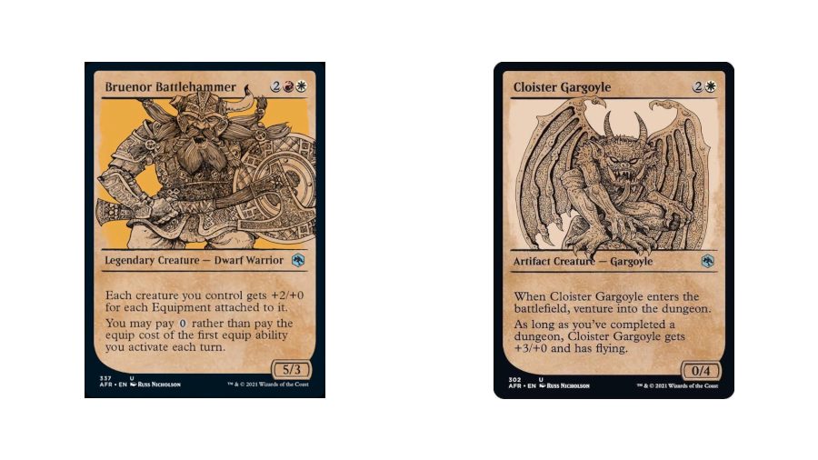 Two showcase Magic: The Gathering Adventures in the Forgotten Realms spoilers Bruenor and a Gargoyle
