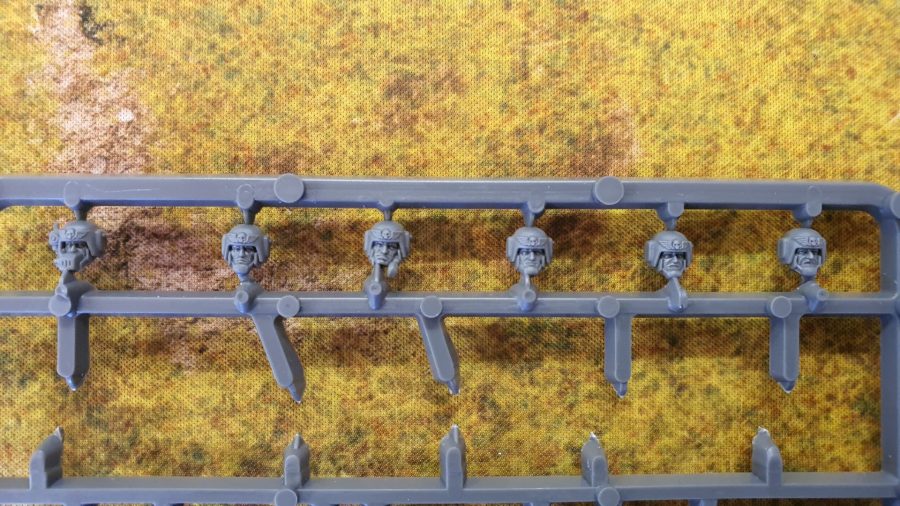 Photo of the heads from the old Warhammer 40K Cadian Shock Troops kit