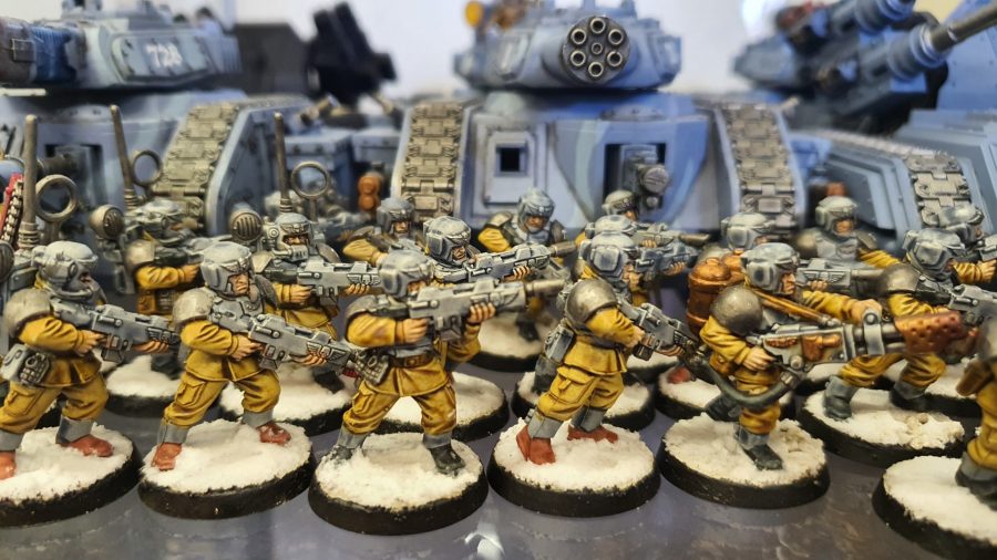 Warhammer 40k Imperial Guard troops models and Leman Russ tanks