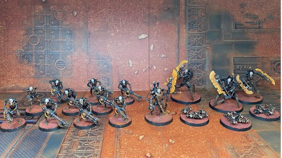 Warhammer 40K necrons 9th edition photo of a small necrons army painted by the author, Luke Shaw