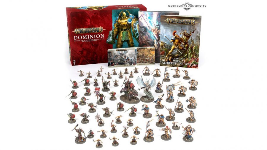 Warhammer Community photo of the contents and painted models in Age of Sigmar Dominion