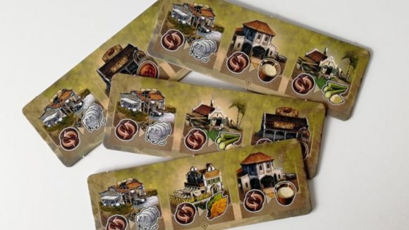 Anno 1800 expansion board game components laid out