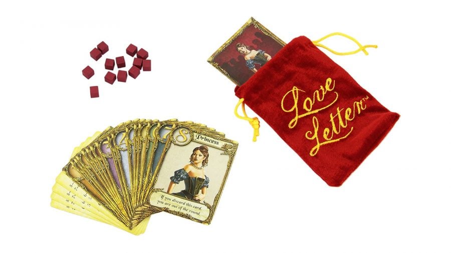 Board game storage cards and tokens from Love Letter