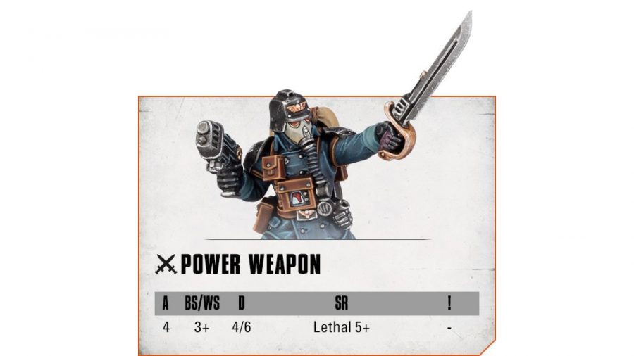 Warhammer 40k Kill Team Octarius 2nd Edition guide photo of Krieg power sword datacard and model