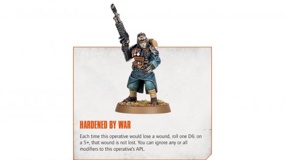 Warhamer 40k Kill Team 2nd edition warhammer community graphic showing the Hardened By War ability
