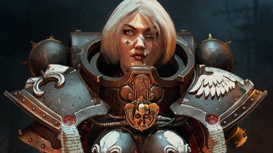 Warhammer 40k Sisters of Battle Adepta Sororitas guide warhammer community photo showing a CG sister of battle from a new animation series