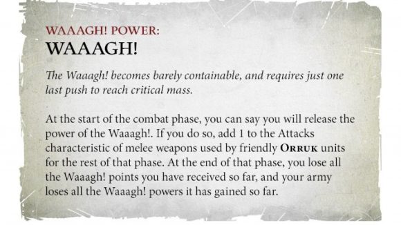 Warhammer Age of Sigmar Kruleboyz Orruk Warclans battletome rules reveal Warhammer Community graphic showing the WAAAGH! ability
