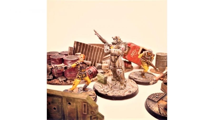 Adventure Wargames - Modiphius photo showing painted miniatures for Fallout: Wasteland Warfare