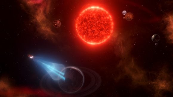 Stellaris board game a red dwarf star in space