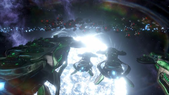 Stellaris board game alien ships moving through space