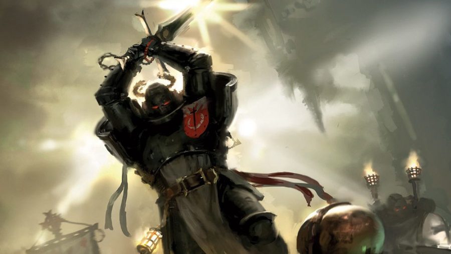 Warhammer 40k Black Templars launch box Emperor's Champion artwork