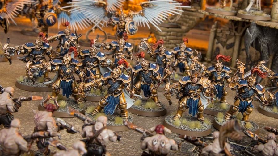Warhammer Age of Sigmar Stormcast Eternals Lore and Tactics Warhammer Community photo showing a force of Stormcast Eternals models