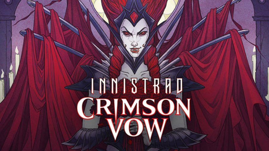 Magic: The Gathering Innistrad Crimson Vow release date - Main Crimson Vow set artwork showing a female vampire