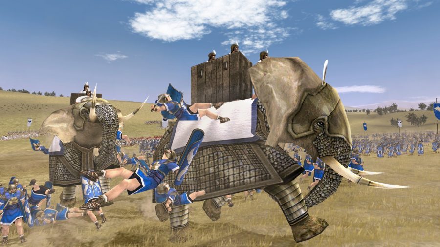 Total War: ROME: The Board Game release date - Rome Total War screenshot showing Carthage war elephants