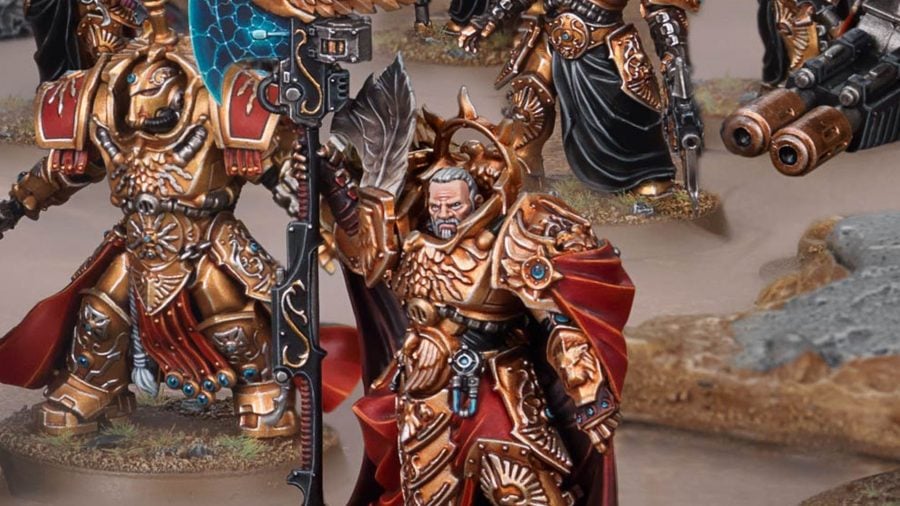 Warhammer 40k Adeptus Custodes lore, tactics, and models - Warhammer Community photo showing the model for Captain General Trajann Valoris