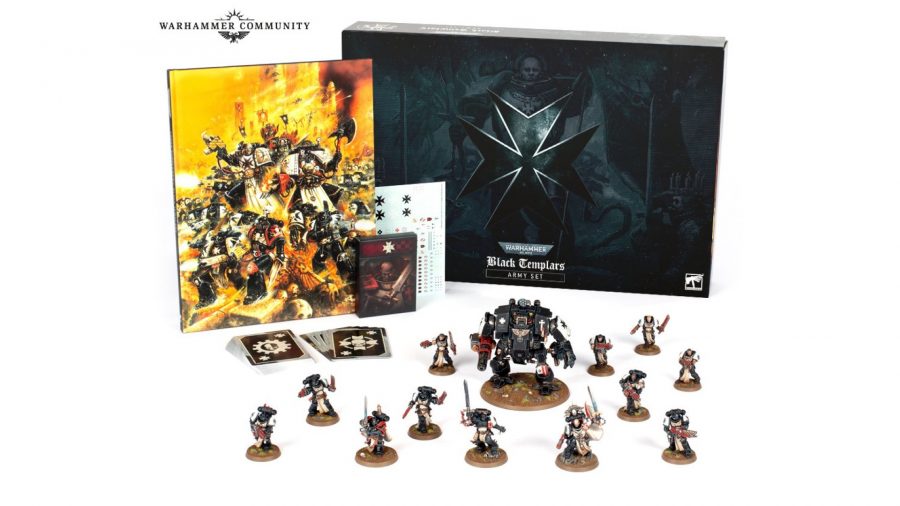 Warhammer 40k black templars launch - army set box, codex, and contents photo from warhammer community