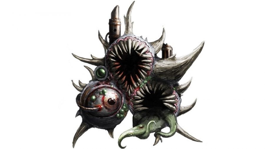 Warhammer 40k Death Guard army guide - Warhammer Community artwork showing a disgusting Nurgle trilobe symbol