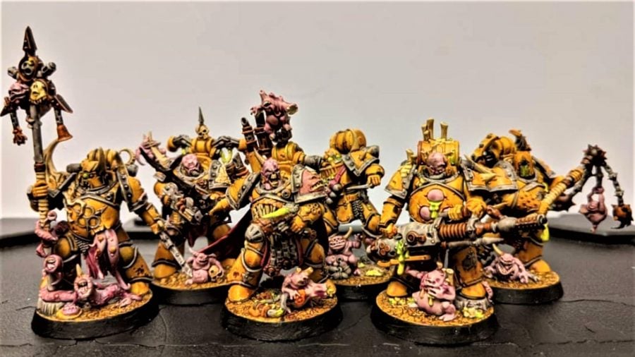 Warhammer 40k Death Guard army guide - photo provided to the author by Discord user Ash Curtis showing Plague Marines in yellow
