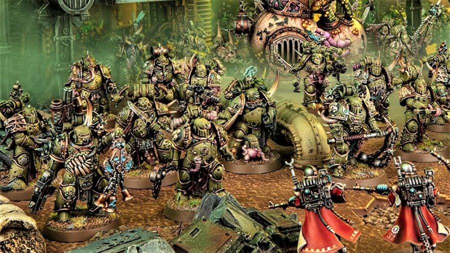 Warhammer 40k Death Guard army guide - Warhammer Community photo showing plague marines models using the trench fighters stratagem