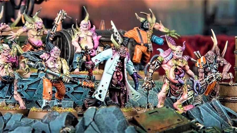 Warhammer 40k Death Guard army guide - Warhammer Community photo showing Poxwalkers models in bright colours