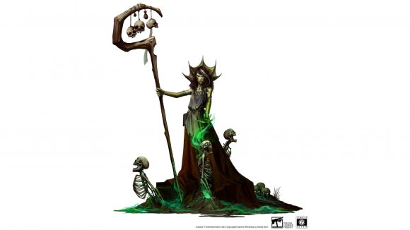 Warhammer Age of Sigmar Soulbound Soulblight Gravelords archetypes expansion - Cubicle 7 artwork showing a Necromancer