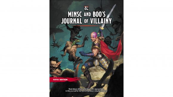 D&D Minsc and Boo's Journal of Villainy release - DM's Guild photo of the book's cover artwork featuring Minsc and Boo killing goblins