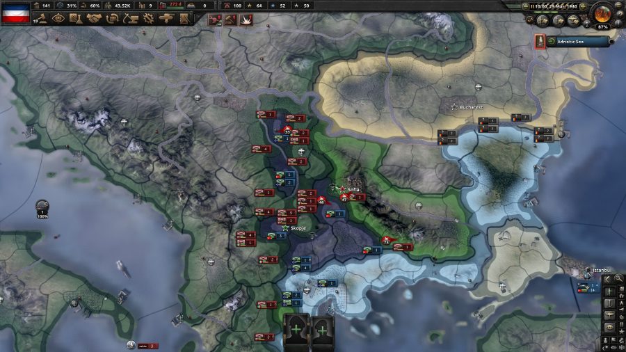 Hearts of Iron 4 achievements - Hearts of Iron 4 screenshot showing Bulgarian territory on the game map