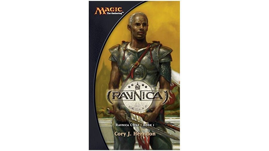 MTG books Ravnica cover showing a warrior clad in armour