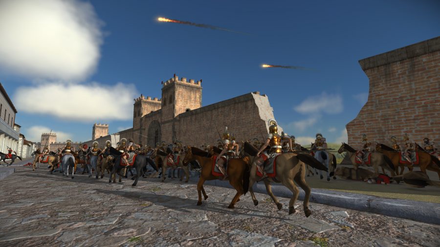 Total War: ROME: The Board Game cavalry breaching a city's walls