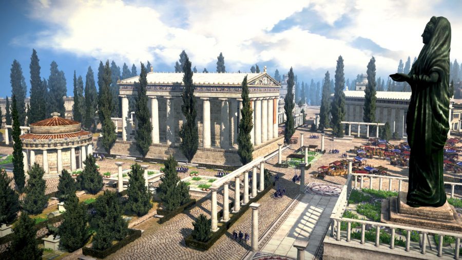 Total War: ROME: The Board Game an ancient Roman temple