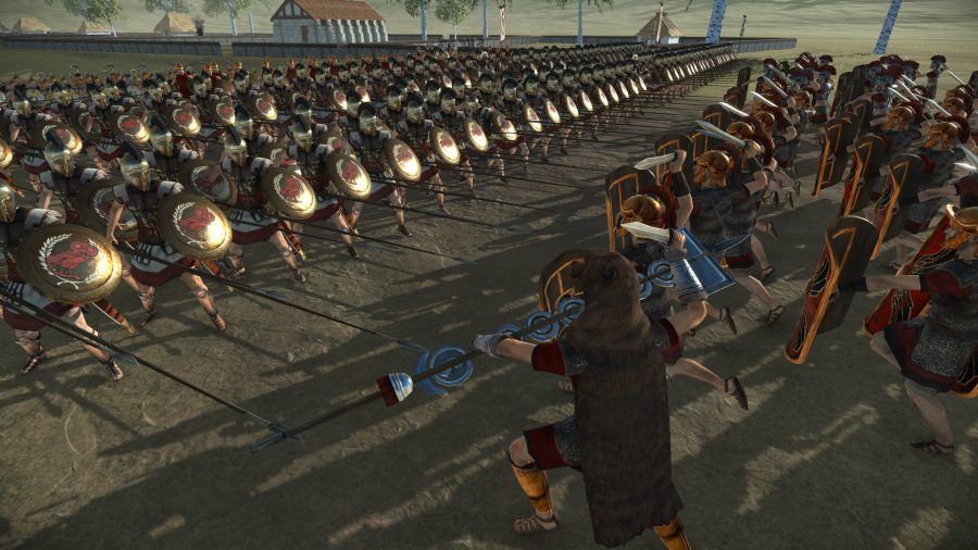 Total War: ROME: The Board Game release date ranks of Roman soldiers face off in a field