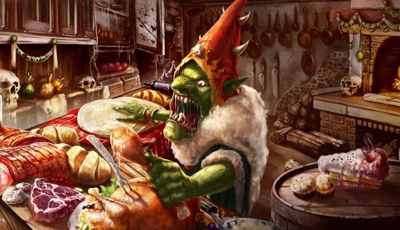 Warhammer Fantasy Roleplaying Humble Bundle a goblin eating a feast