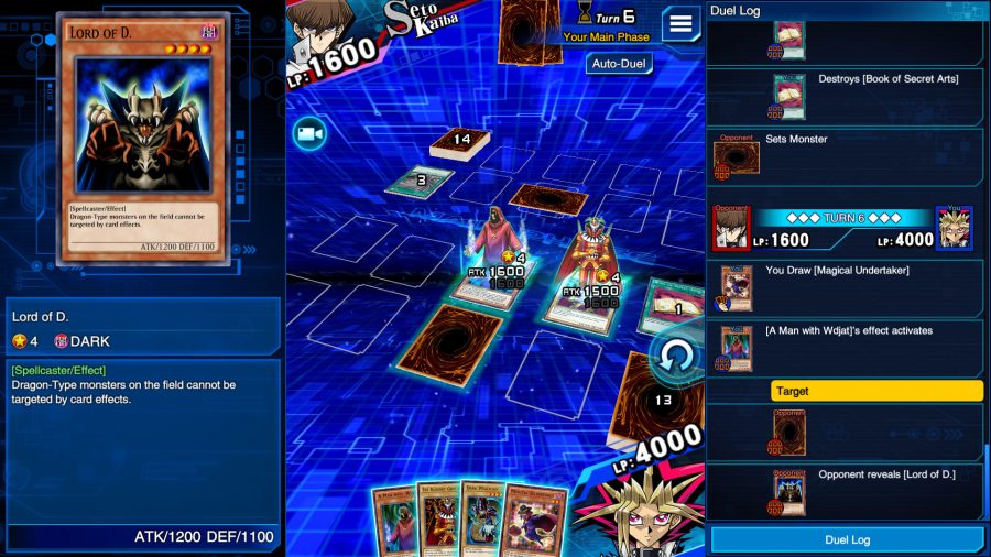 Best Yugioh games guide - screenshot from Yugioh Duel Links showing a duel in progress with digital yugioh cards