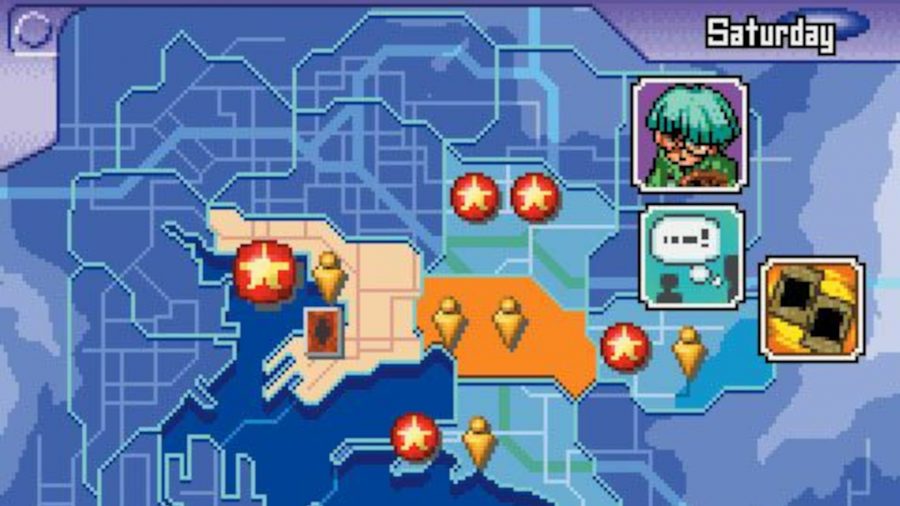 Best Yugioh games guide - screenshot from Yugioh Wheelie Breakers showing the YuGiOh Worldwide Edition in game map